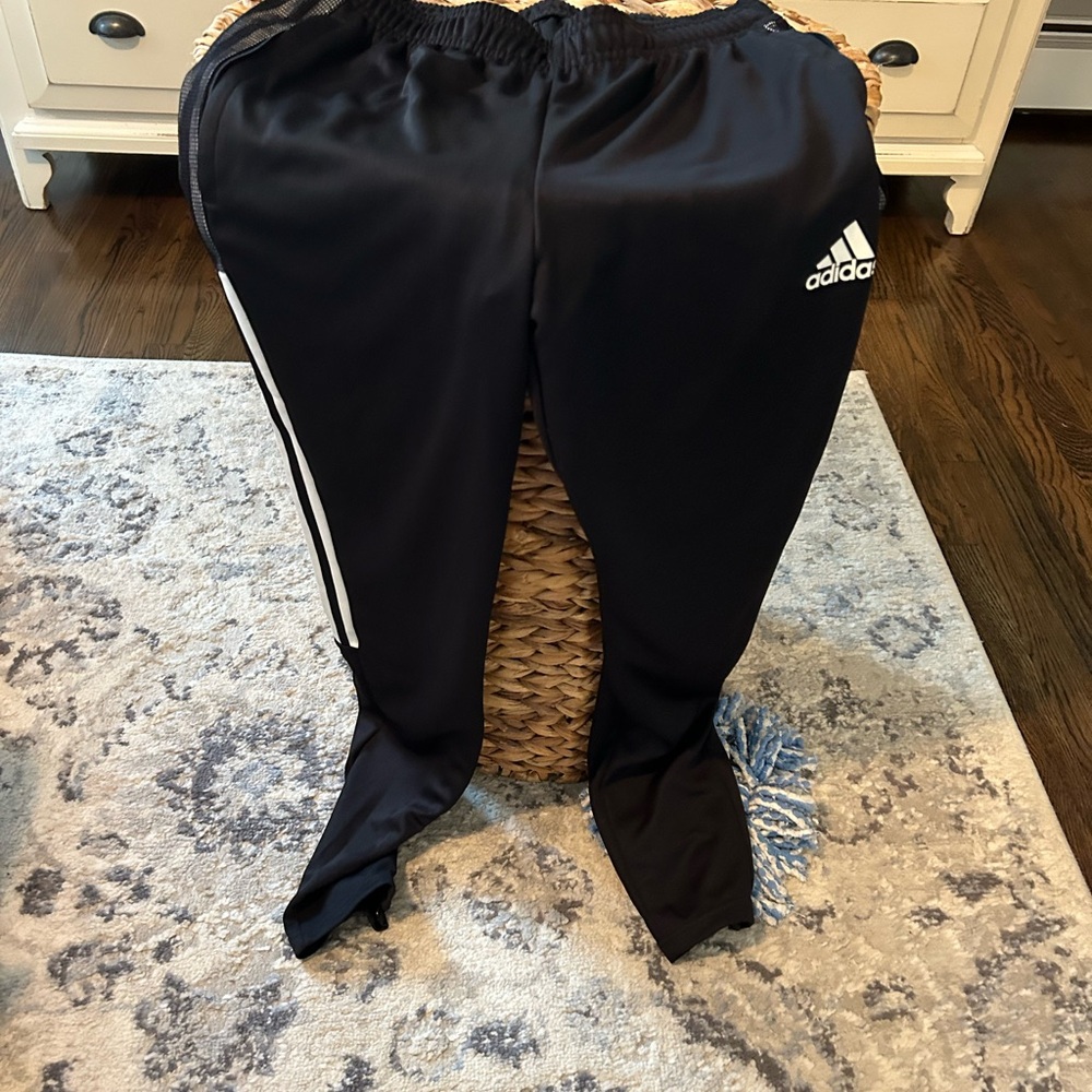 Adidas Kids Black Joggers with White Stripe